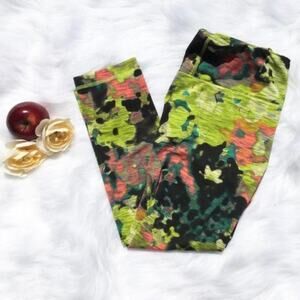 Green Abstract Workout Running Leggings Size Small